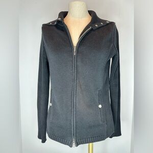 Pier Antonio Gaspari ribbed full-zip knit cardigan sweater black